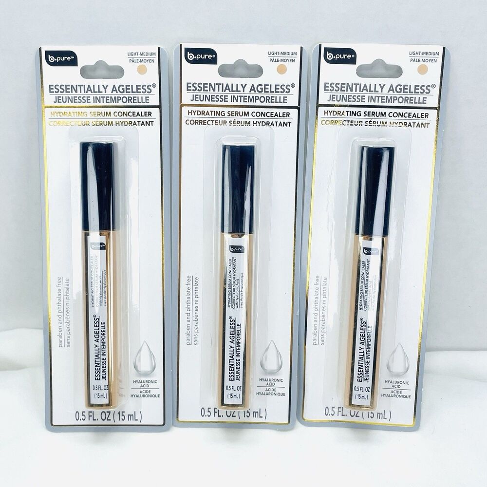 3 Pack B-Pure ESSENTIALLY AGELESS Hydrating Serum Concealer LIGHT MEDIUM New